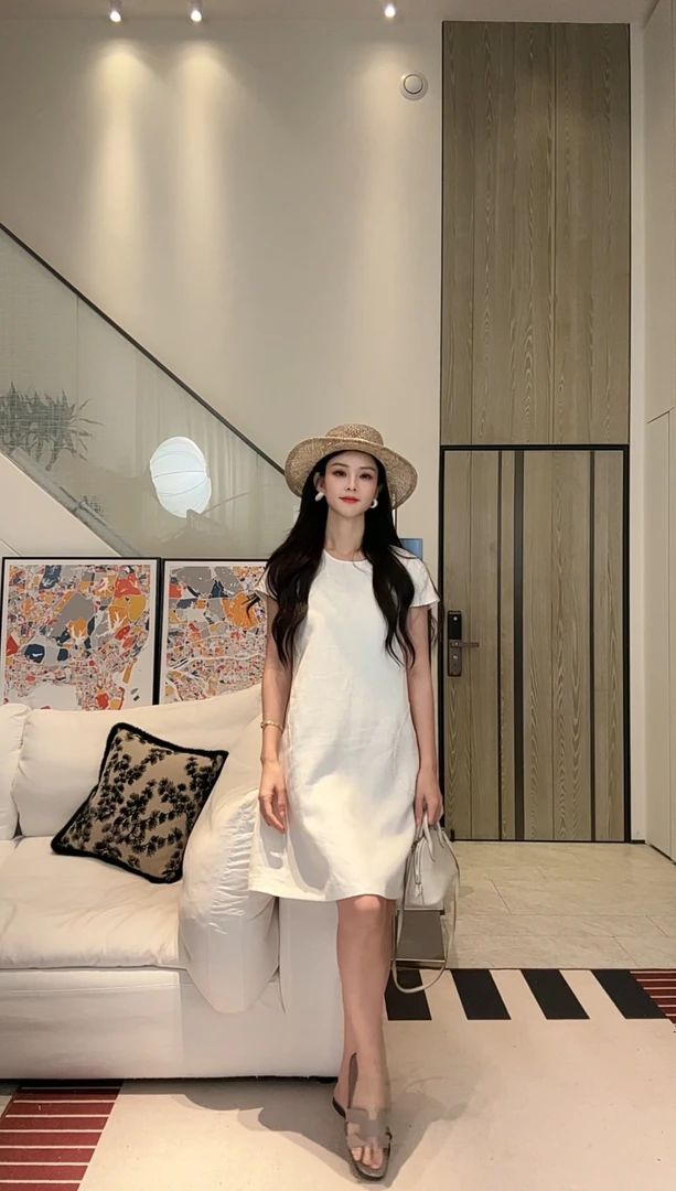 YUMEI丨芃丨改良奥黛静奢夏季立体裁剪气质显瘦小众设计亚麻套装