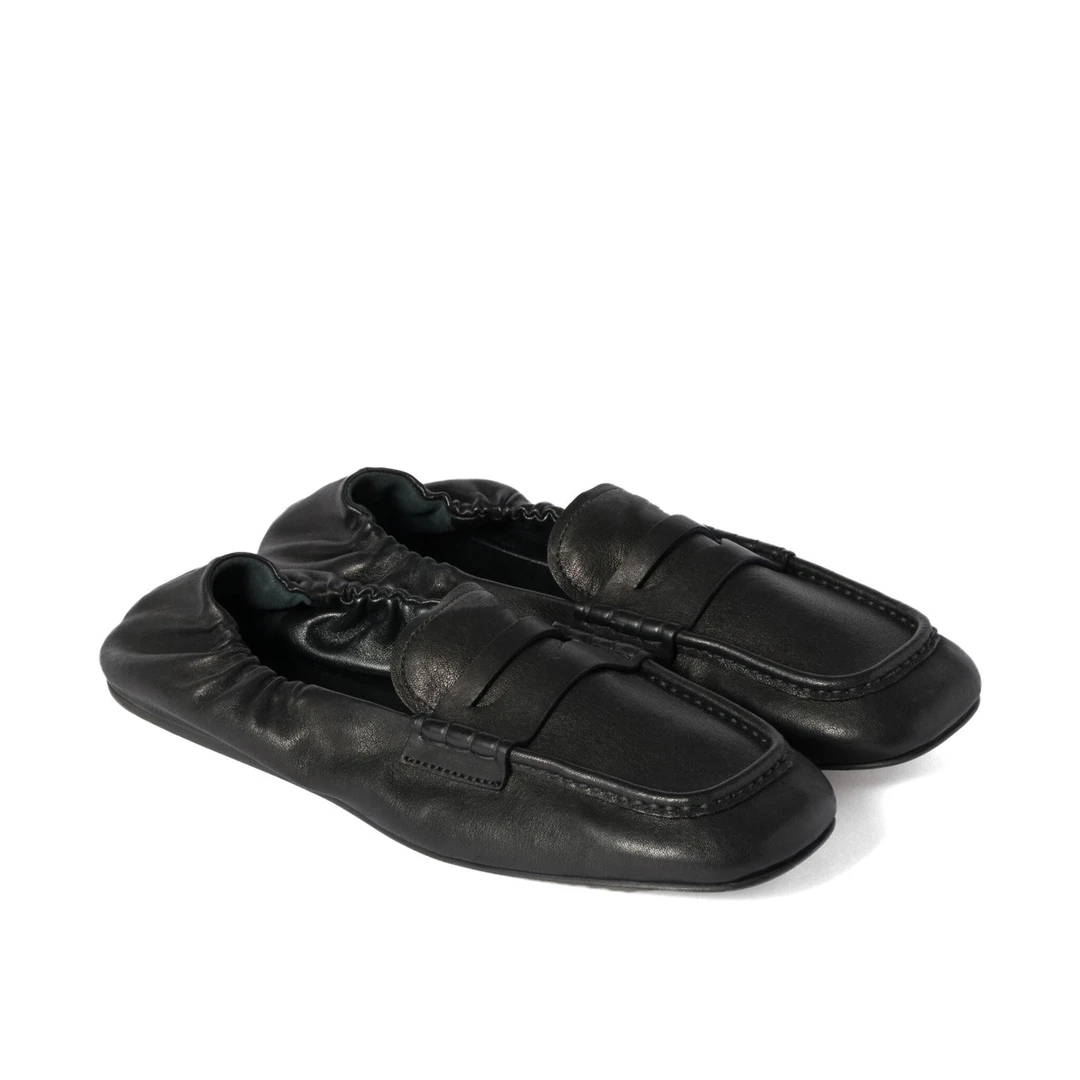 【真皮鞋底】马皮平底懒人一脚蹬单鞋百搭棕色软底芭蕾鞋方头乐福鞋