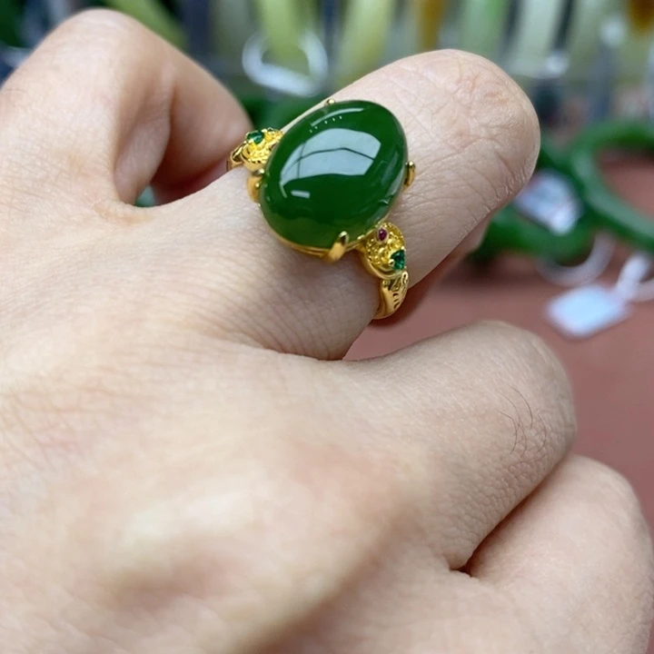 和田玉银S925镶嵌戒指