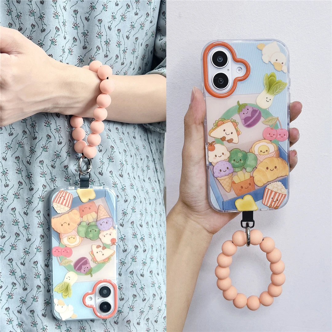 多巴胺可爱美食风磁吸适用苹果15手拎圆环iphone16promax手机壳17