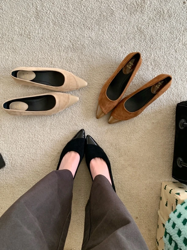 尖头春秋气质浅口单鞋百搭法式789-2春季跟鞋平底鞋方头女鞋子