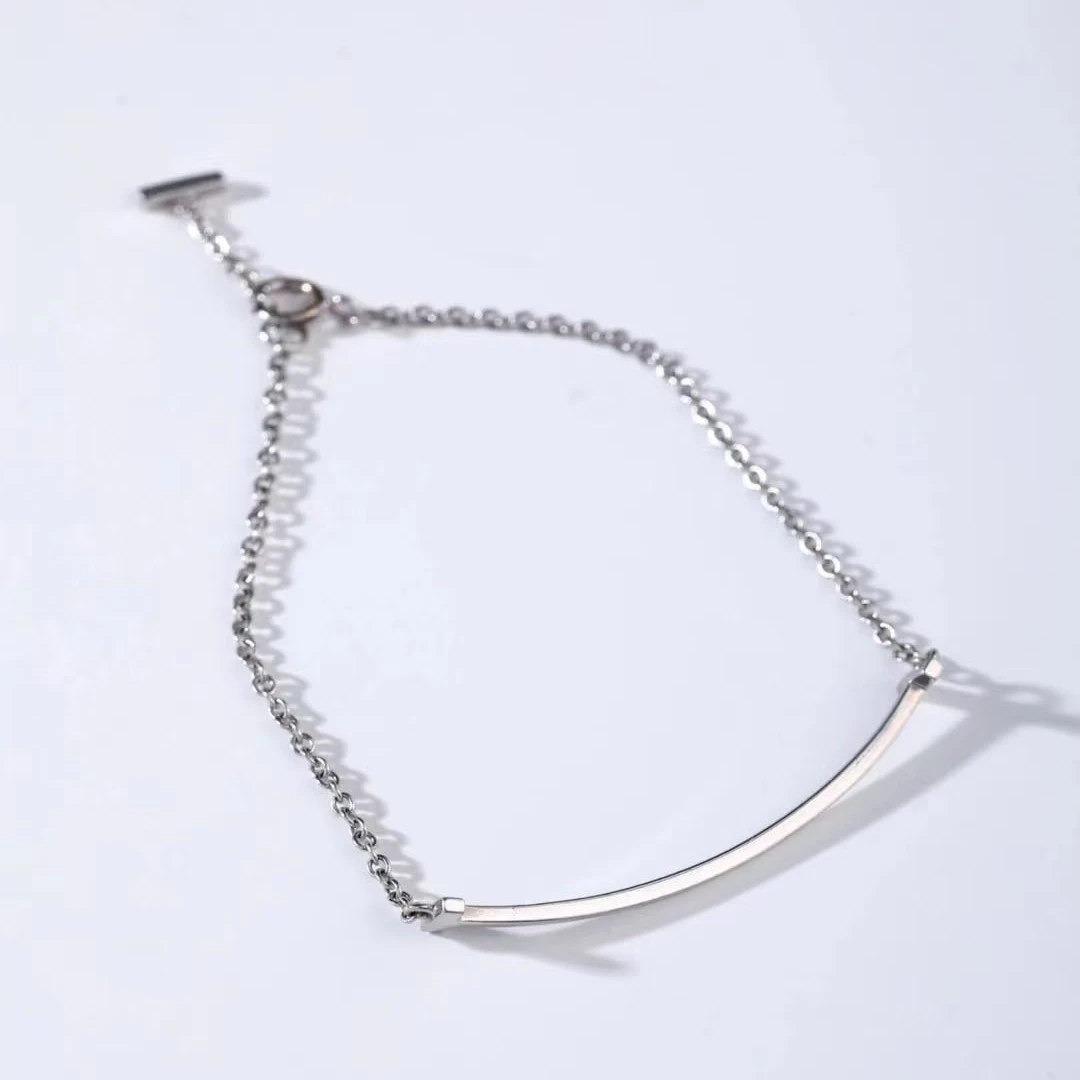 未使用 Tiffany & Co./蒂芙尼 微笑白金手链/首饰