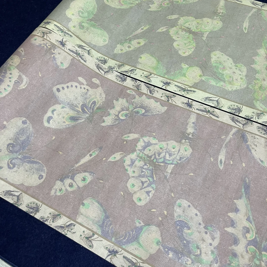 【珠光生宣蓝梦蝶长卷】大风堂加厚生宣书法国画作品宣纸