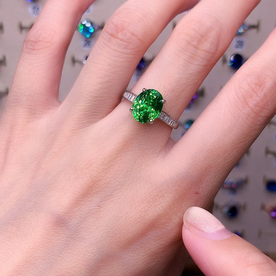 银S925镶嵌戒指碧玺