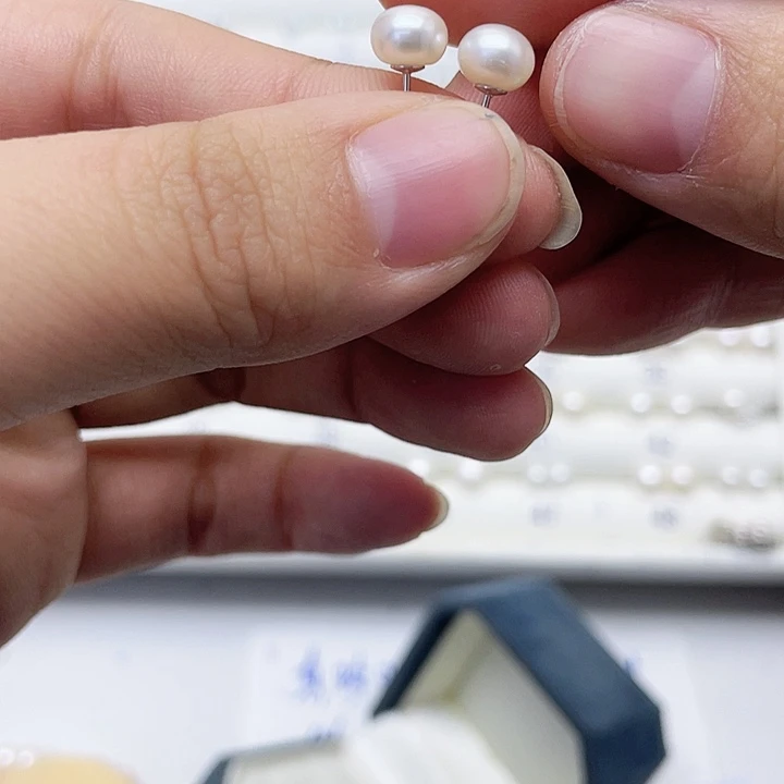 淡水珍珠耳饰银S925镶嵌用****0