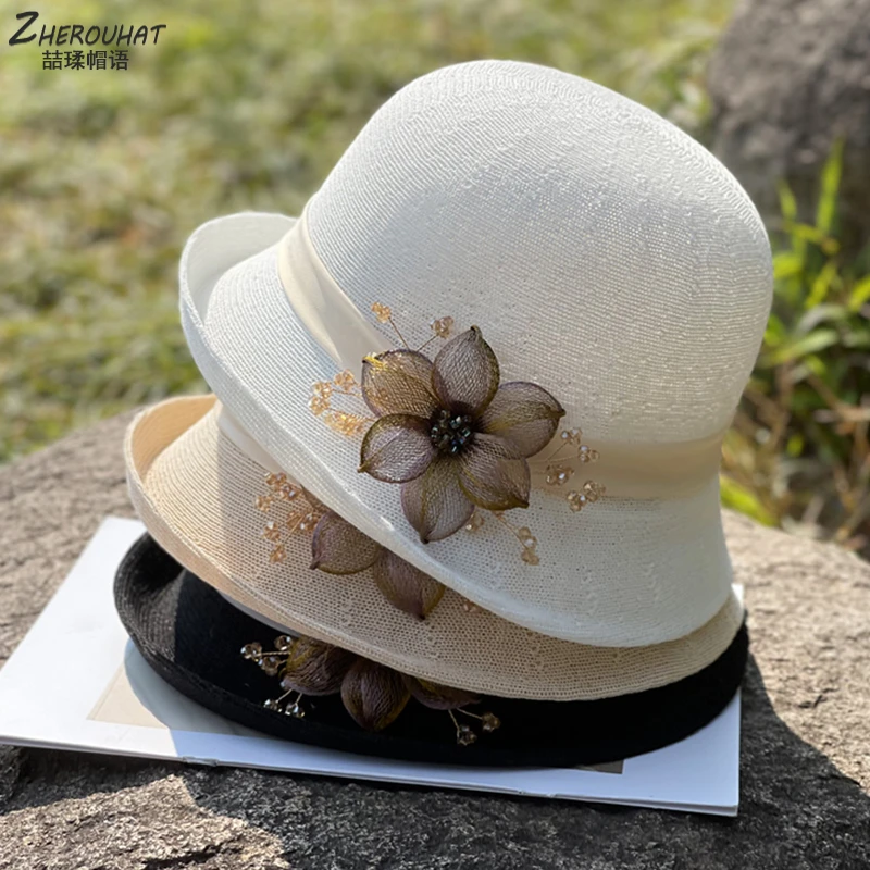 卷边渔夫帽女高级感2025新款夏天薄款透气度假遮阳帽显脸小礼帽子