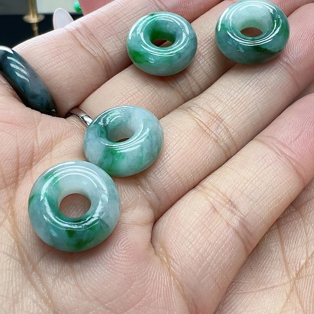 翡翠耳饰未镶嵌天然缅甸A货翡翠