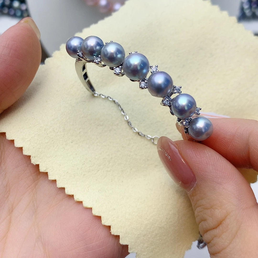 银S925镶嵌海水珍珠手绳W10
