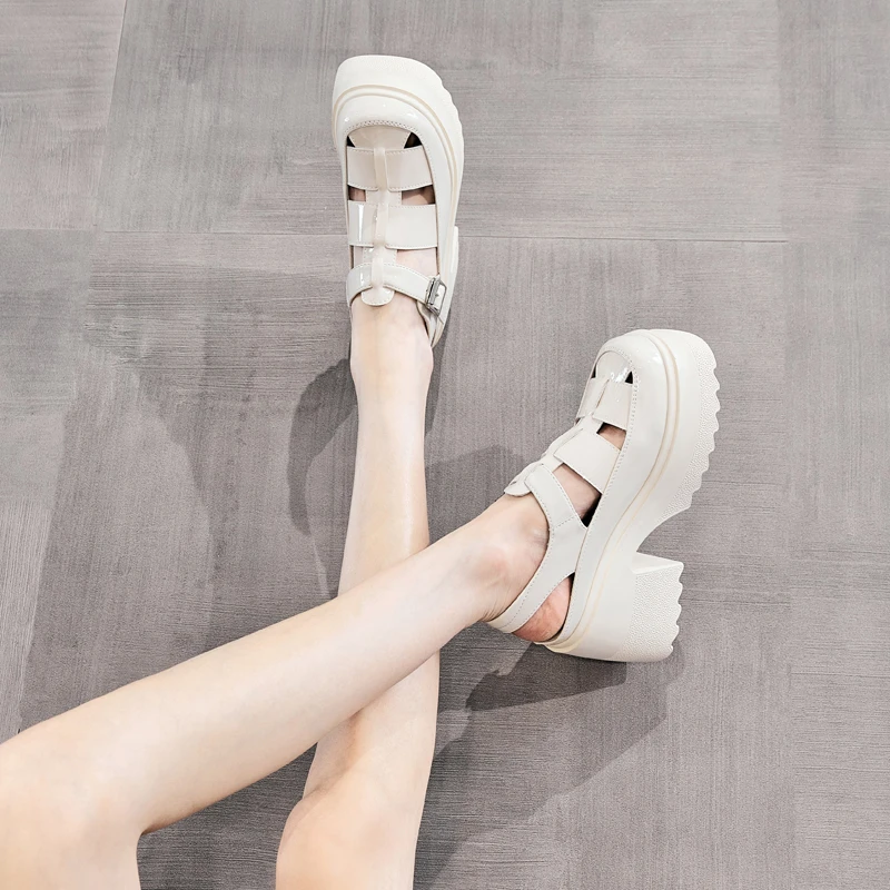 【萝莉公主10cm增高跟】罗马凉鞋女夏2025新款仙女风法式配裙玛丽珍