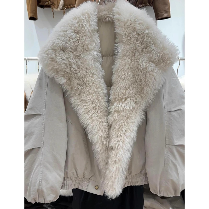 大毛领棉服派克服女短款小个子休闲冬季新款拼接棉衣保暖宽松外套