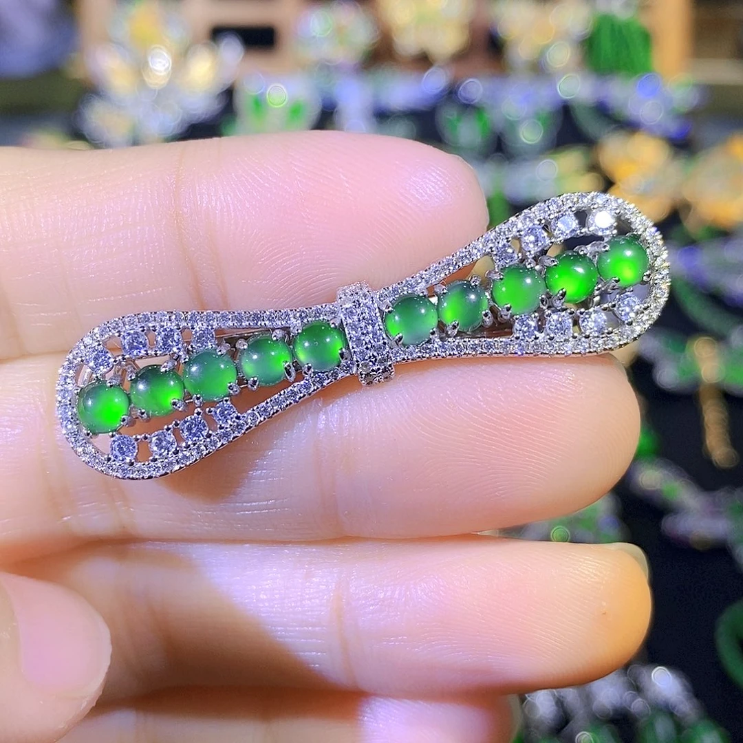 吊坠(不含链)银S925镶嵌翡翠