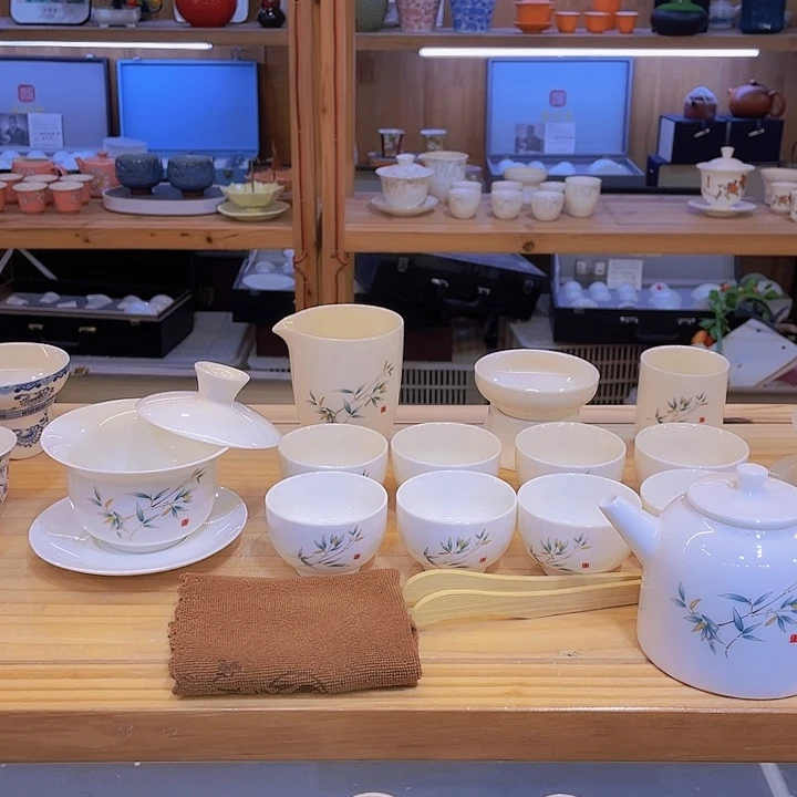 竹节高升羊脂玉套装