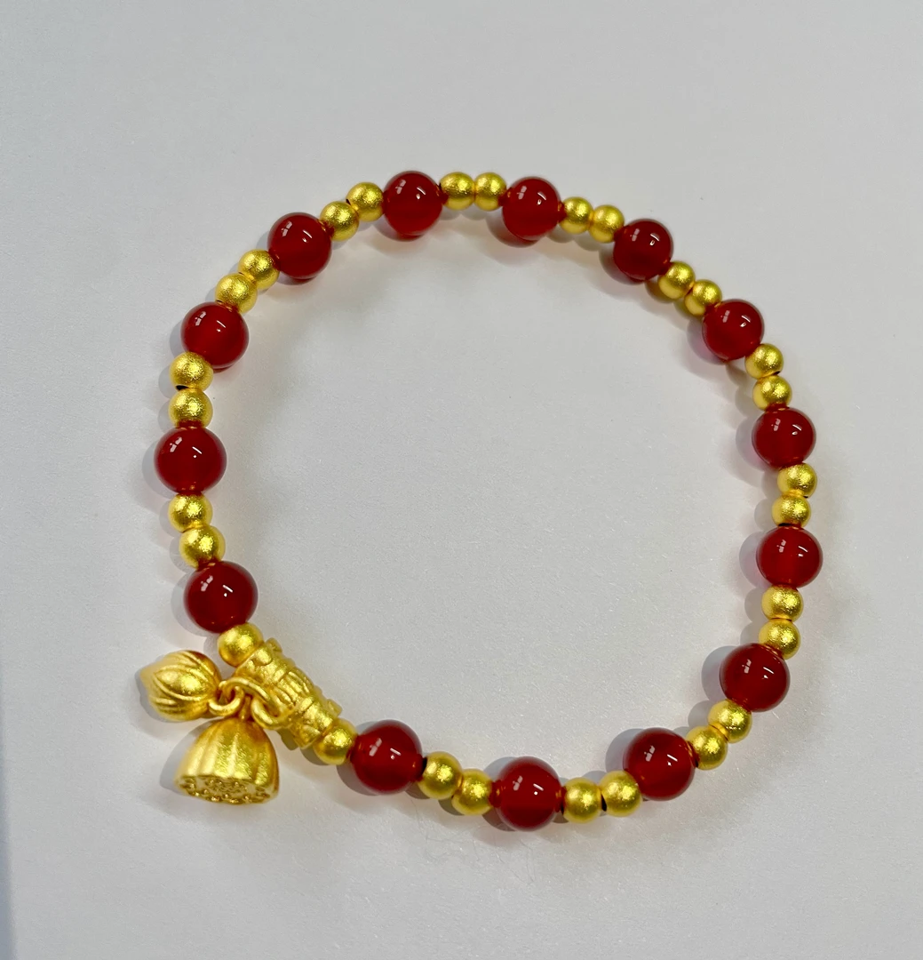 【杨阳专属】两世欢如意莲蓬手链吊坠玛瑙转运珠手串合金手链