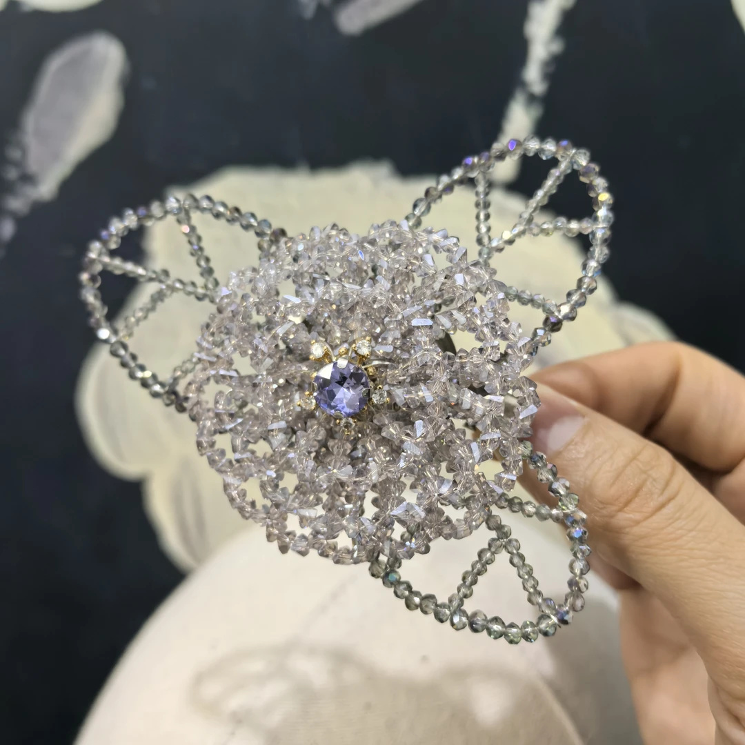 高定紫珊瑚玫瑰边夹胸针夹网红发饰工厂直营店