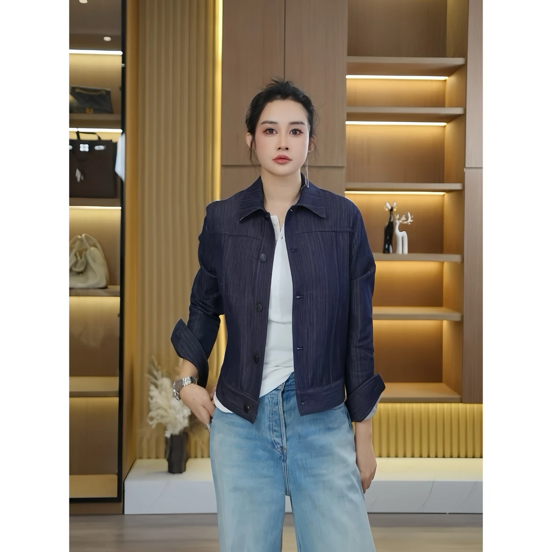 【凡哥PINXIANG】春季老钱风复古水洗深蓝色牛仔外套PX2502S0141