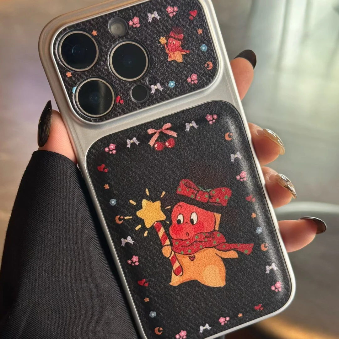 皮纹黑底围边星星男孩手拎绳适用苹果17promax手机壳15iphone16