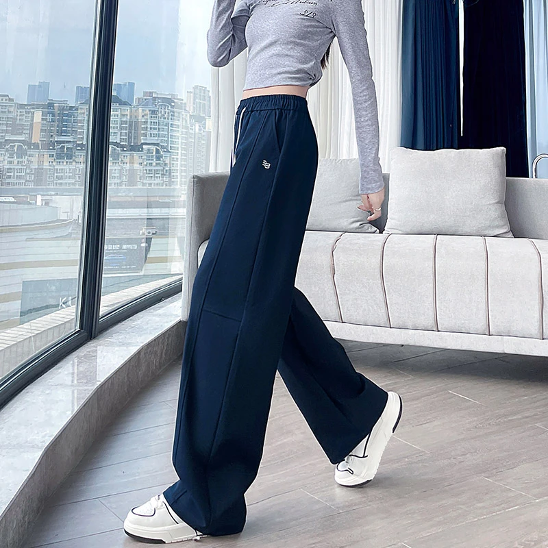 窄版弯刀阔腿裤女2025春秋新款高腰显瘦宽松垂感休闲运动直筒卫裤