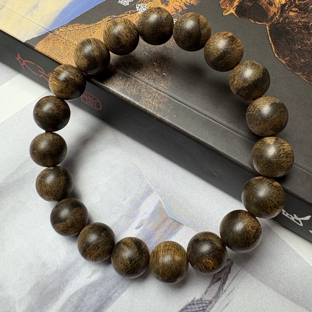 正宗文莱沉香1.0沉水圆珠单圈高级沉香手串文玩好物收藏
