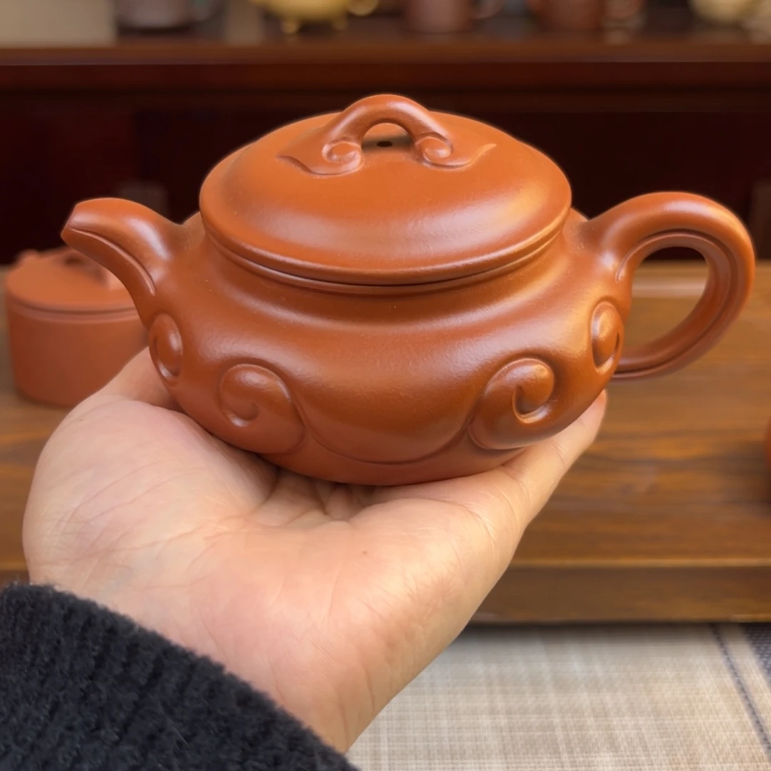 茶壶紫砂朱泥仿古如意全手260cc