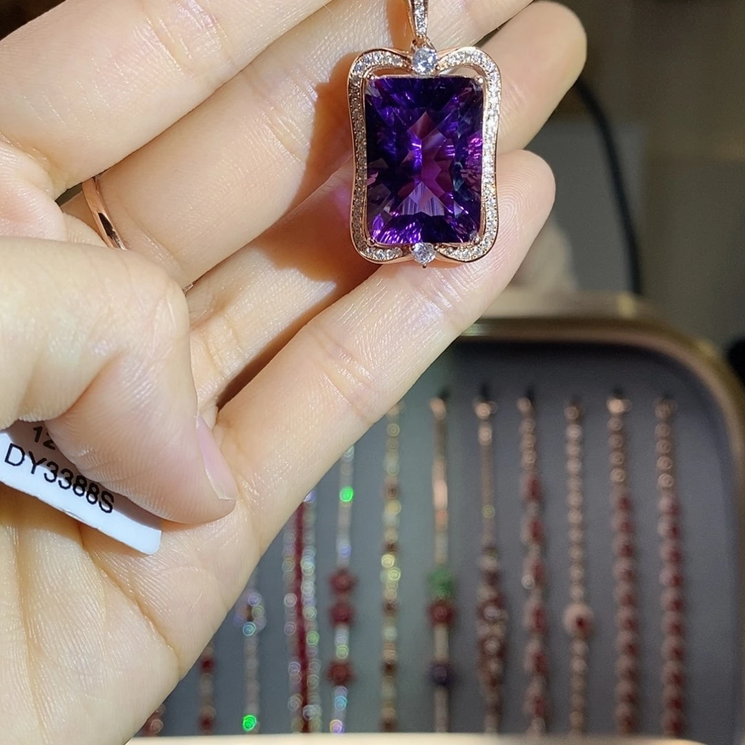 紫晶银S925镶嵌颈饰