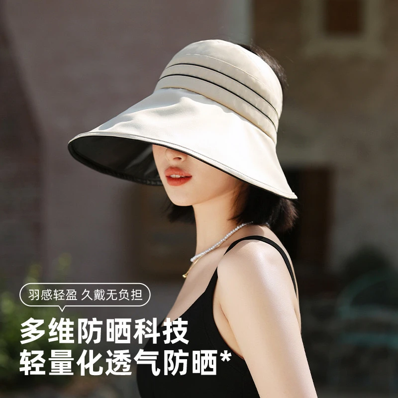 防晒帽户外出行高颜防紫外线大帽檐显脸小帽子春夏季新款遮阳帽