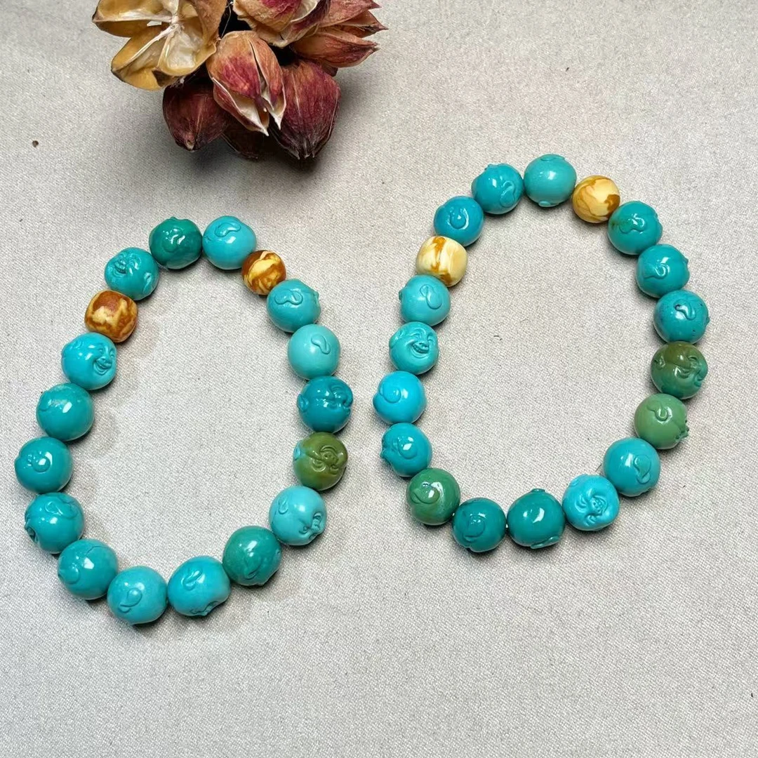 【壹芳珠宝】天然原矿绿松佛头手串7-10mm（多样性发货一件）