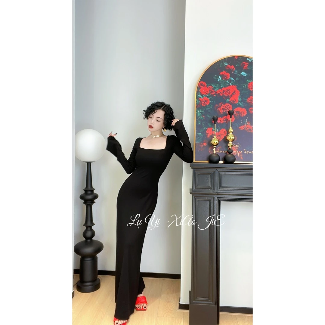 LYXJ春秋款罗马女神喇叭袖连衣裙200284