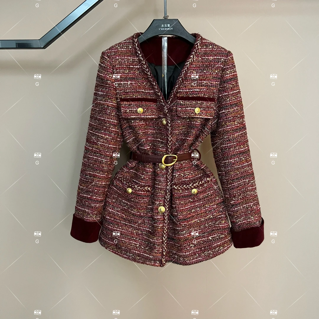 【娜娜】秋冬气质小香风时尚设计师中长款羽绒服  GS-57858