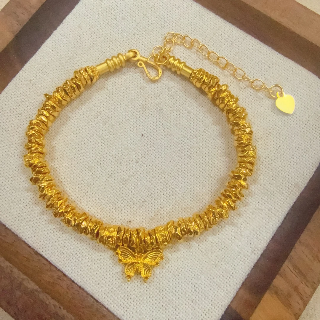 【足金蝴蝶盘缠手串】卡5mm(配合金链）