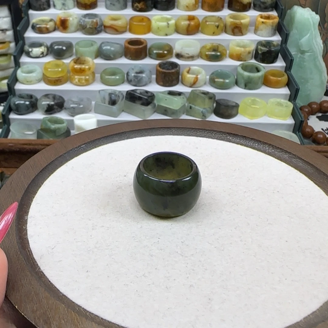 我****蛇纹石玉合金戒指内径18.9