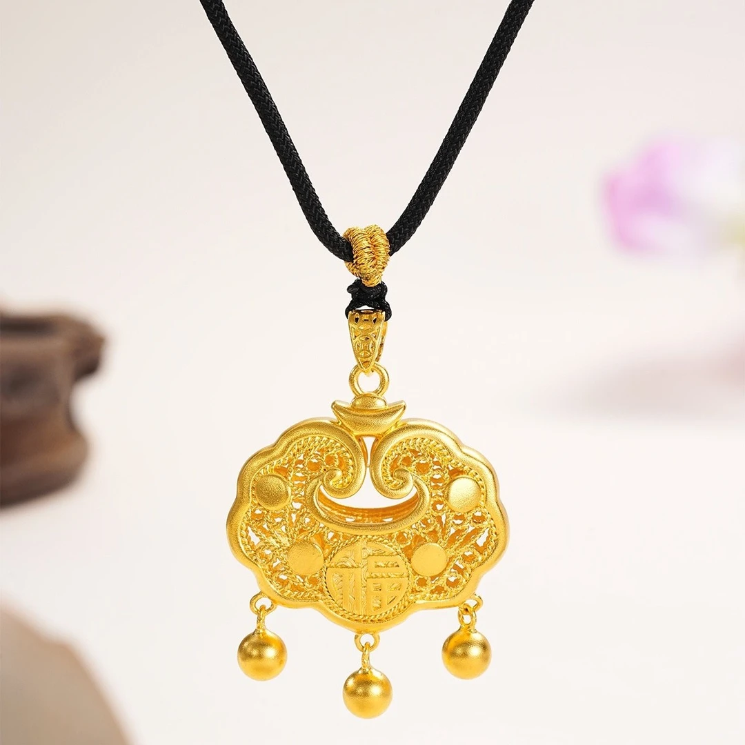 吊坠足银 【古法平安锁包锁骨链】送亲友氛围感手工拉满项链复古