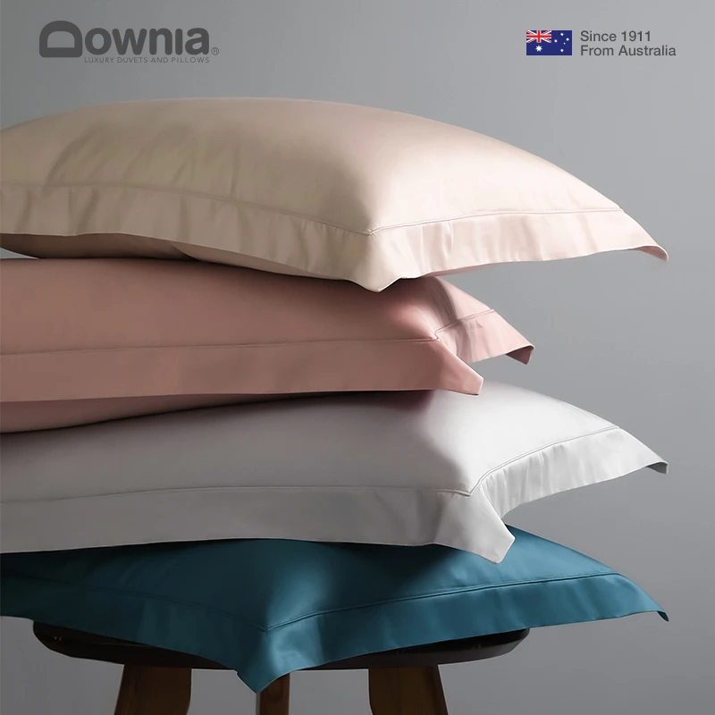 DOWNIA100支纯色棉贡缎枕套 棉枕头套加大枕芯套单只