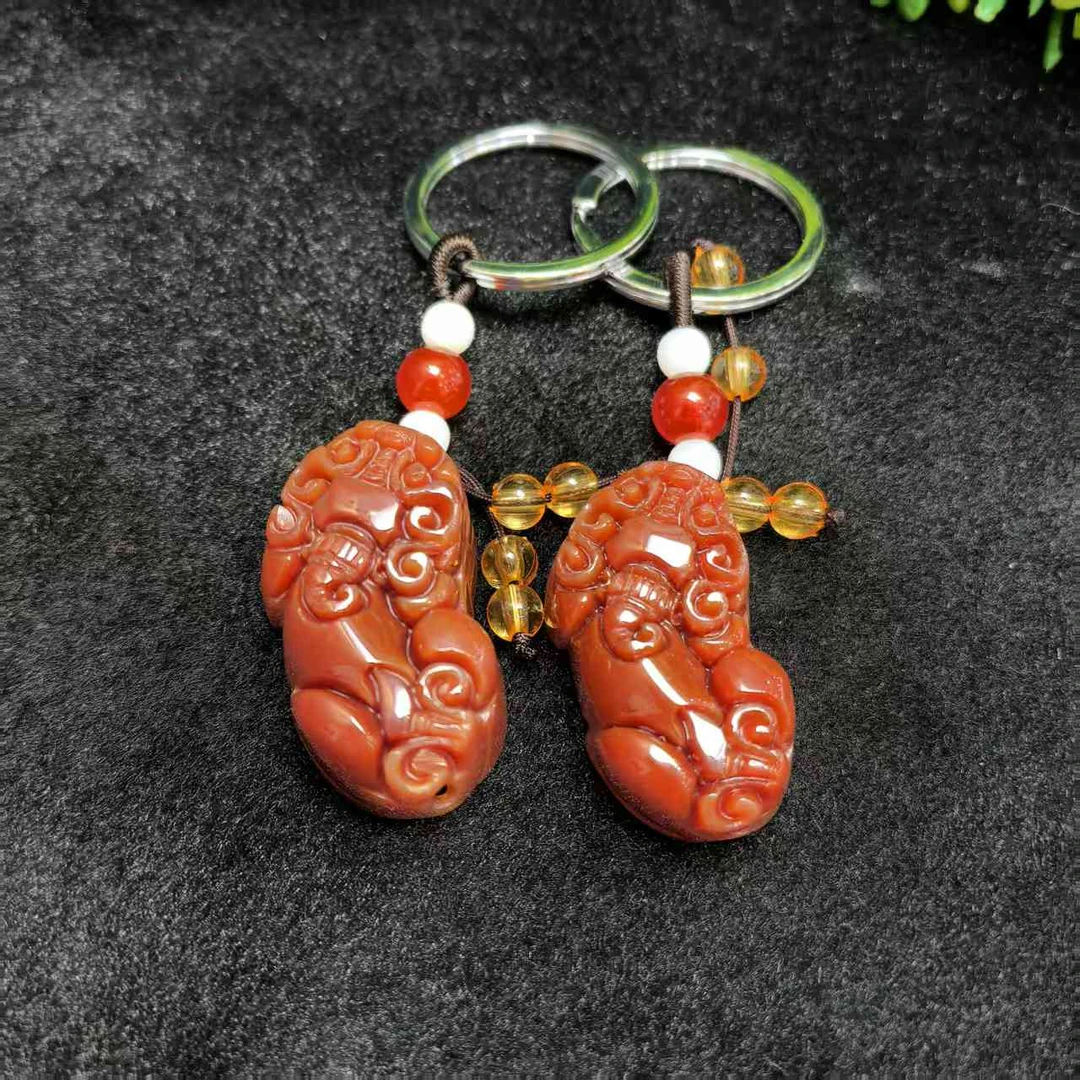 S7887赤红桖域玛瑙红貔貅吊坠-多样性发货只发一件