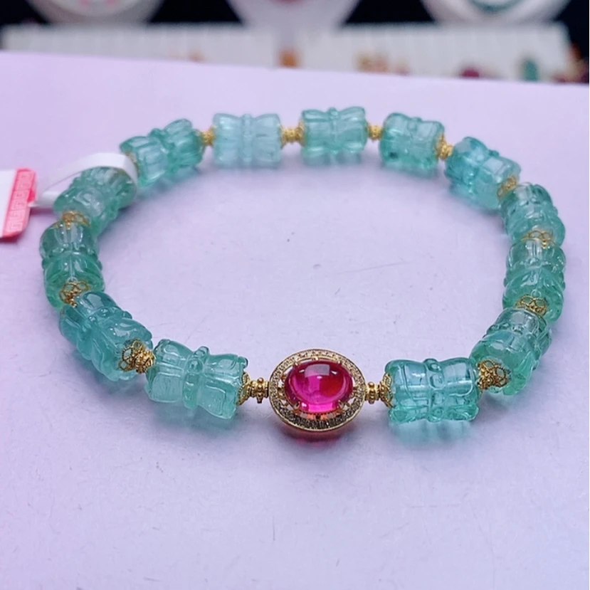 【闪购商品】碧玺手链18K金镶嵌碧玺手链