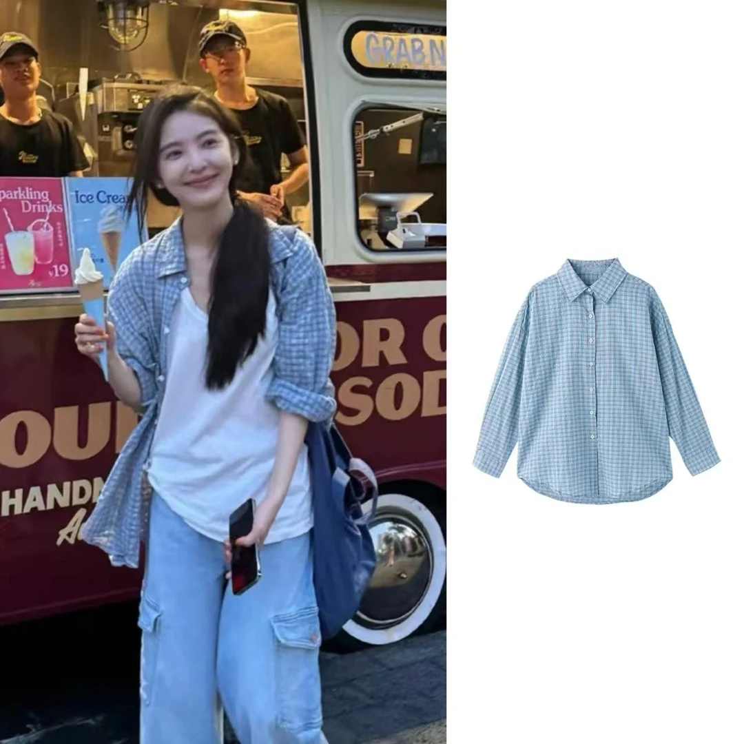 BottleMarchen-设计师品牌章若楠同款格子衬衫拼色开衫防晒衬衣