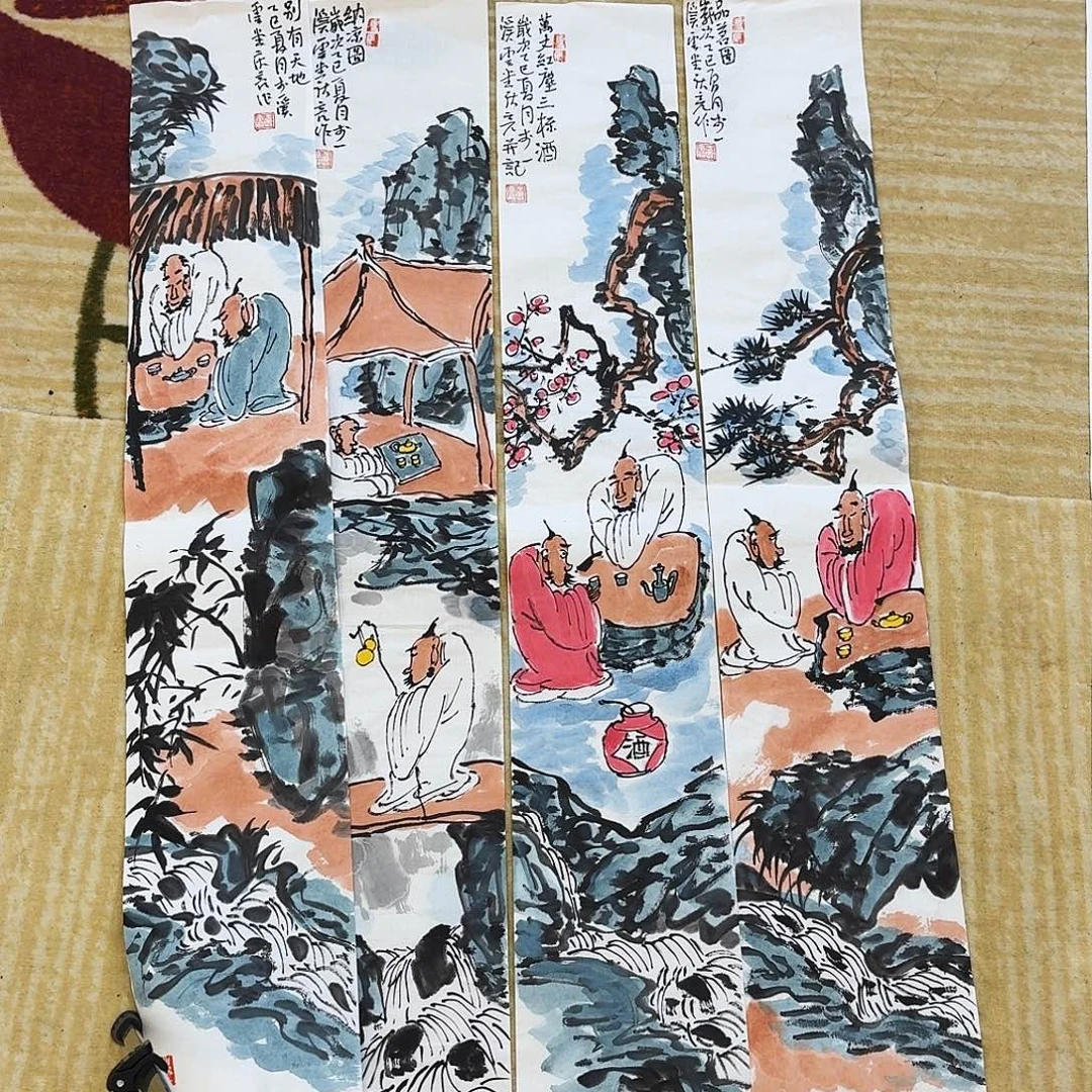 国画100.16手绘作品四张