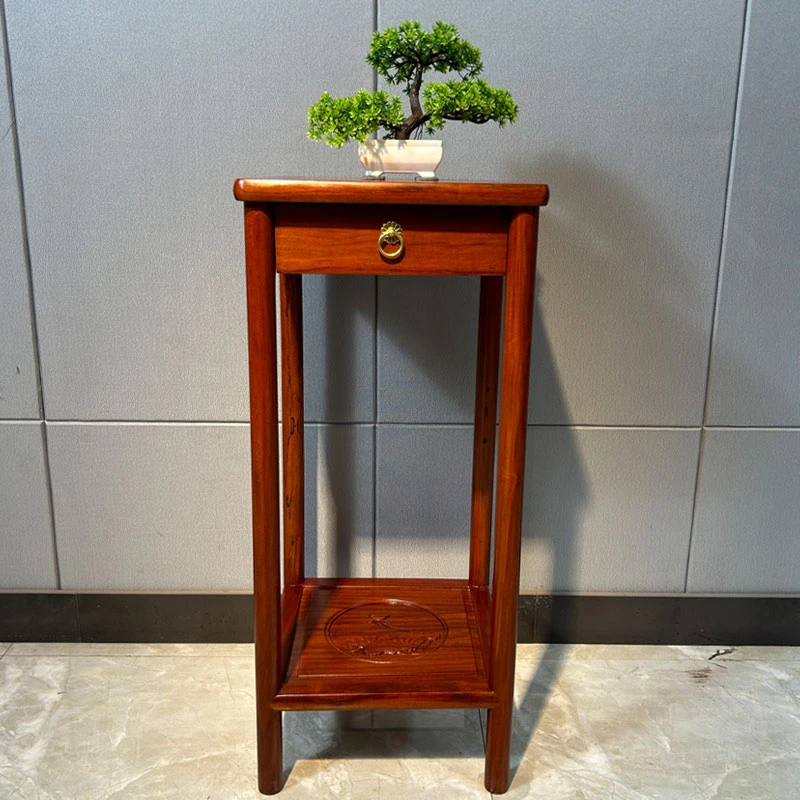 花梨木花架实木客厅新中式落地抽屉置物架盆景架花几