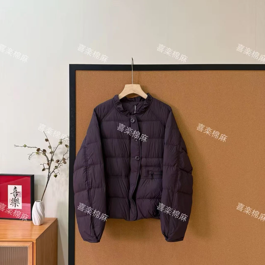 喜樂  2025【新国标90白鸭绒】花边领三粒扣羽绒服外套冬季新款女士