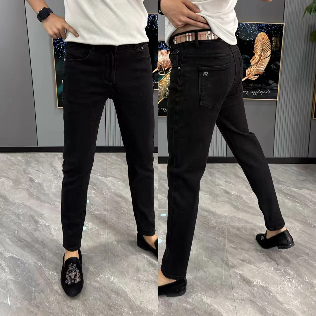 男士牛仔裤弹力修身黑色小脚裤秋季新款休闲男裤男士秋冬款裤子