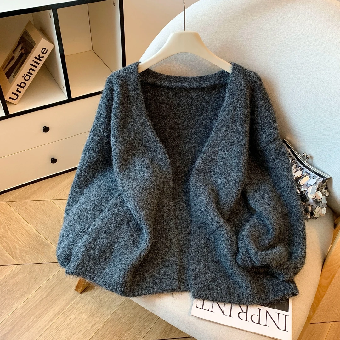 自留款推荐~慵懒风披肩V领针织开衫女秋冬新款温柔风软糯毛衣外套