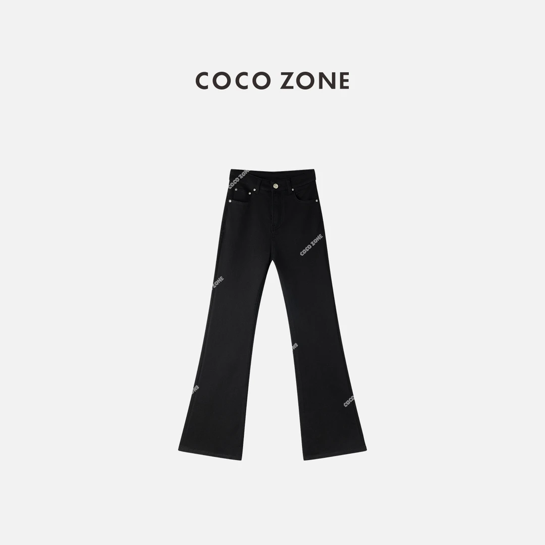COCO ZONE刘一一 设计感加绒显瘦微喇牛仔裤喇叭裤CC1C2113