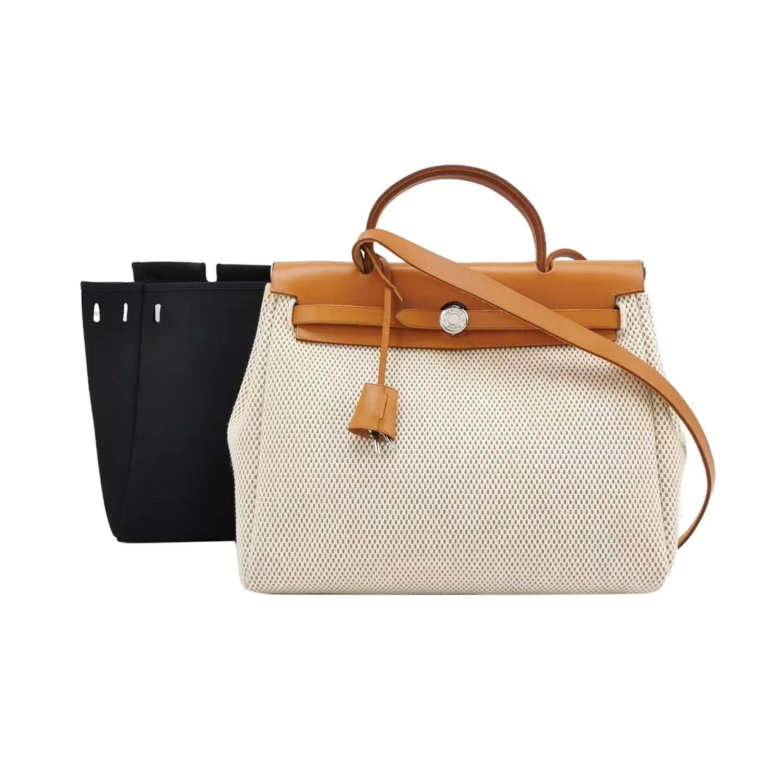 95新 Hermes/爱马仕 女士 米白色 Herbag31 手提包 单肩斜挎包