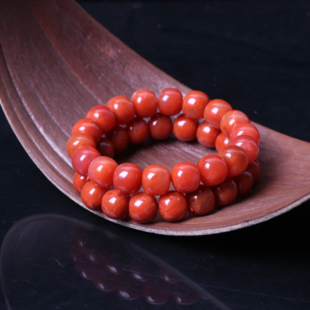 南红玛瑙12mm左右老型珠手串一条2n753（多样性发其一）