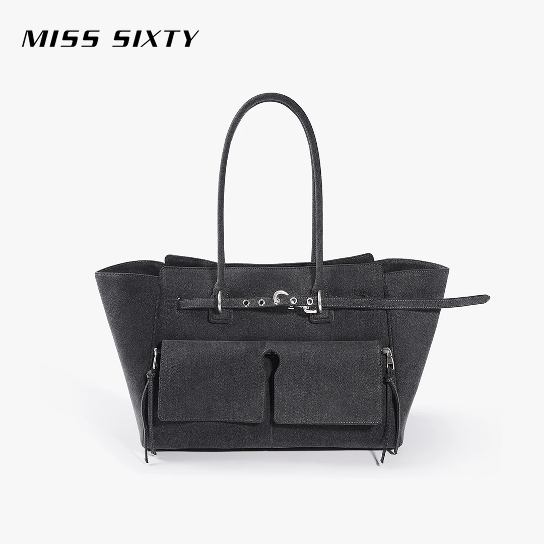 Miss Sixty2025秋季新款单肩包女袢带装饰手提托特包高级感流光风