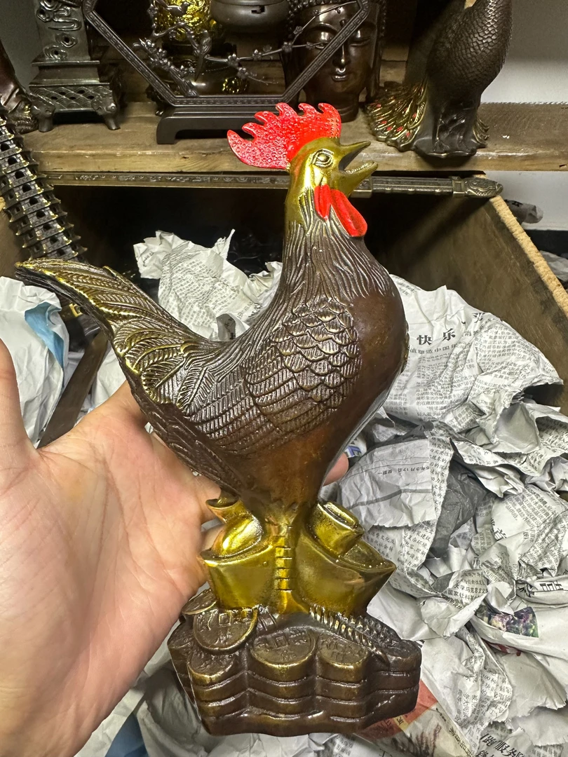 【闪购链接】铜点金公鸡摆件