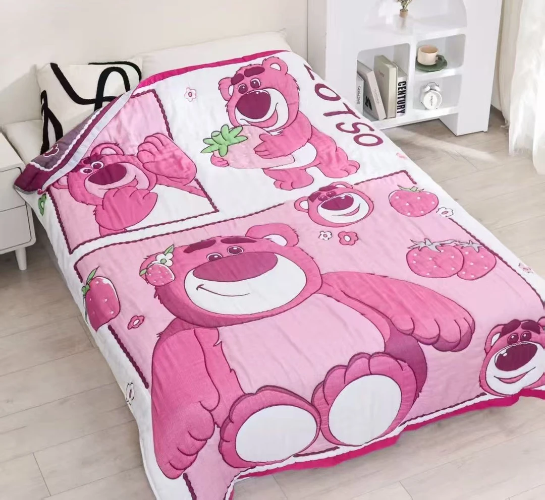 1.5*2米双面款亲肤四季通用透气十二层纱布泡芙被粉色可爱夏被