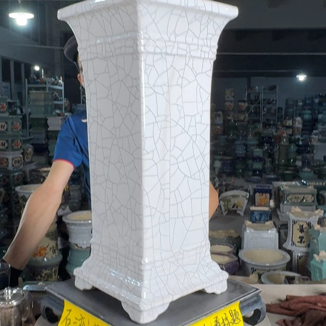 一风堂石湾花盆 内19高53高温裂微瑕