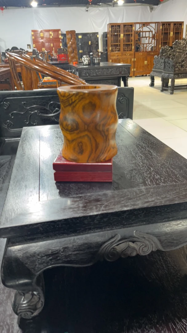 笔筒复古风书房摆件整体料雕