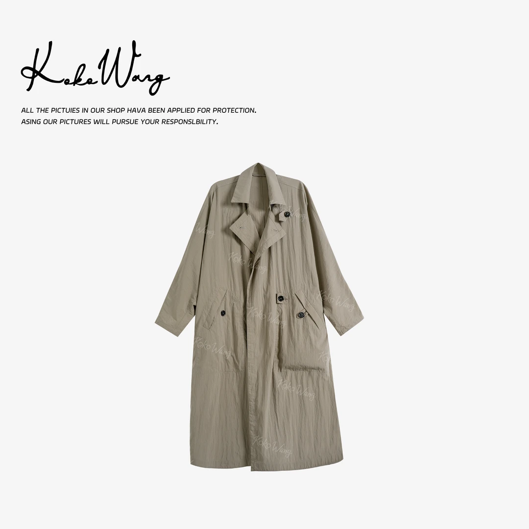 KOKOWANG秋冬高定天丝混纺凉感高级中长款风衣外套N1535A06W43
