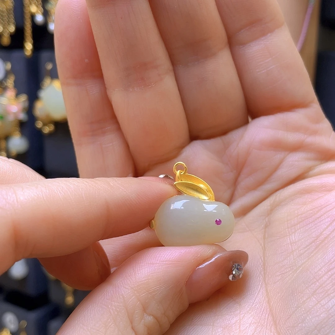 和田玉银S925镀金镶嵌颈饰